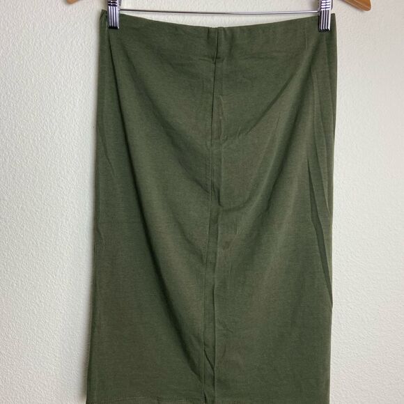 Heart & Hips Medium Enzyme Washed Cotton Pullon Olive Office to Dinner Skirt - Picture 4 of 4